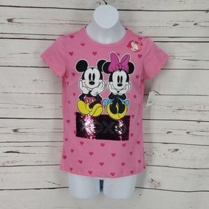 Disney Mickey & Minnie reversible‎ sequined tee Shirt size Medium
